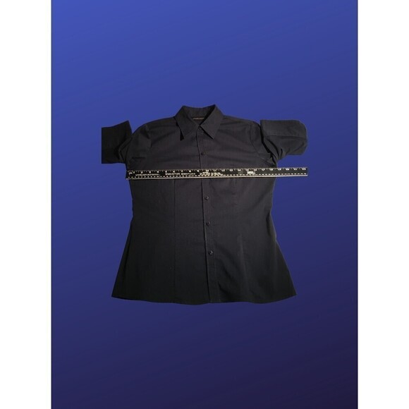 NEW YORK & COMPANY Stretch Shirt, Cuffed Short Sleeve, NAVY BLUE, Size S, NWOT - Picture 4 of 8